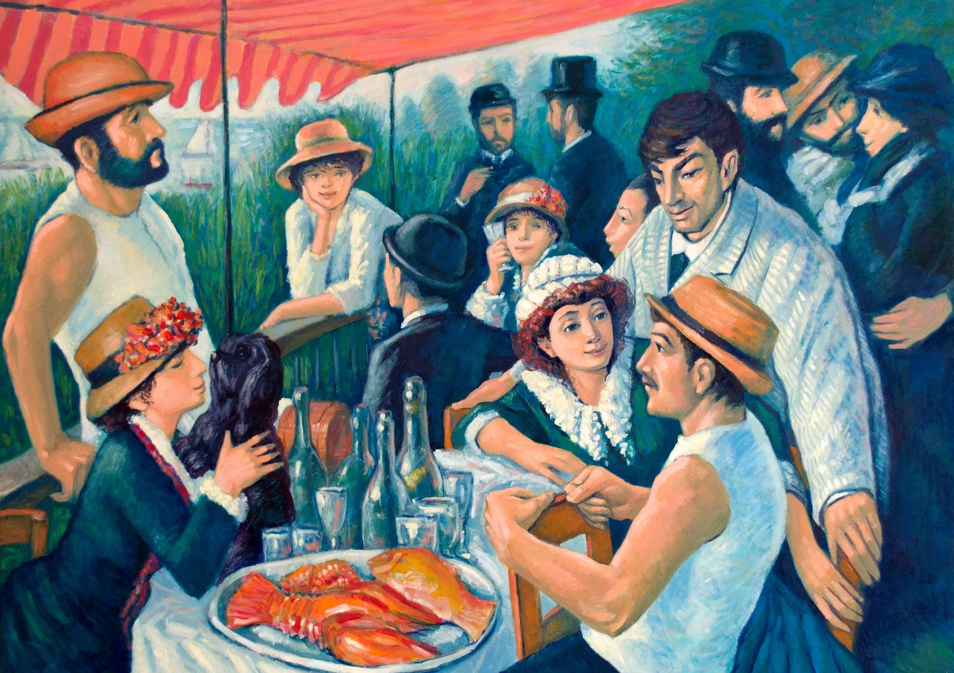 SNÍDANĚ VESLAŘŮ__THE BOATING PARTY LUNCHEON_olej na plátně_oil on canvas_authors replica _P-A-Renoir_140x100 cm